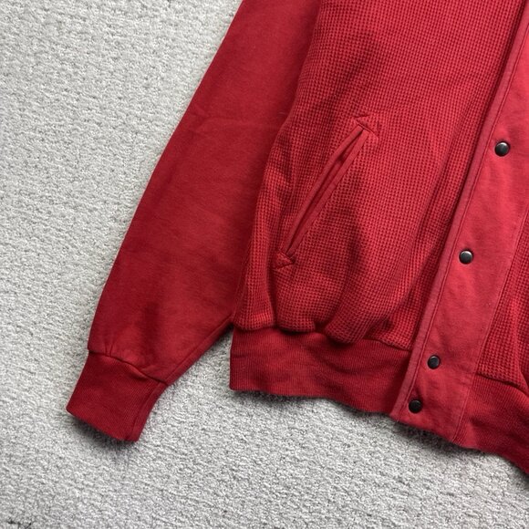 Vintage Yves Saint Laurent Menswear Waffle Knit Button Up Jacket Sz L Fire Red - Picture 2 of 14